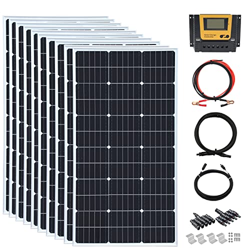 1000 Watt 24Volt Solar Panel Kit 10X100W Monocrystalline Module 50A Charge Controller for RV, Boats, Trailer, Camper,Off-Grid System (1000W Solar Kit) - style: 1000W solar kit