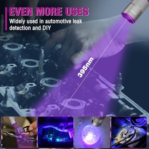EverBrite Rechargeable Pen Flashlight with UV Light and White Light, 395nm Black Flashlight with Clip, Zoomable 4 Modes with Memory, USB C Cable, for Camping, Emergency, Pet Urine Detection,Grey - color: Gray