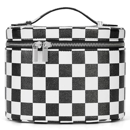 YFGBCX Checkered Makeup Bag Vanity Case with Divider Travel Toiletry Bag Women Cosmetic Bag Makeup Organizer Case - color: Checkered-Black