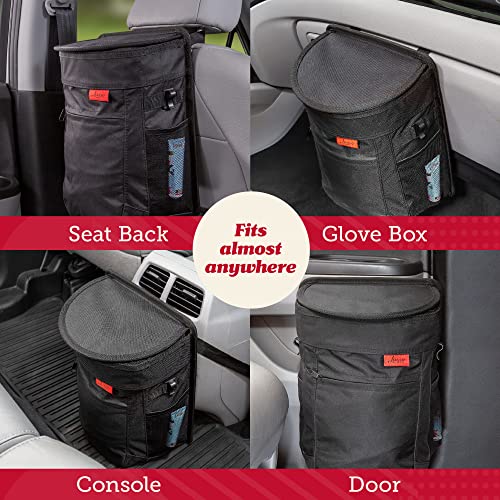 Lusso Gear Car Trash Can - 2.5-Gallon, Black, Round - Leak-Proof & Spill-Proof Lid & Waterproof Removable Liner - Hanging Car Trash Bin & Organizer for SUV, Truck & Minivan - color: 1-Pack Black, style: 2.5 Gal