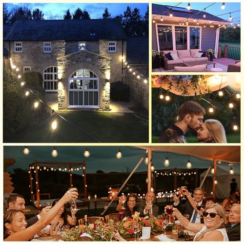 1-Pack 150 ft Outdoor String Lights with Remote Patio Lights Weatherproof, 45+3 Spare S14 Shatterproof Warm 2200K Bulbs, 3 Lighting Modes&Dimmable&Timer - size: 150FT
