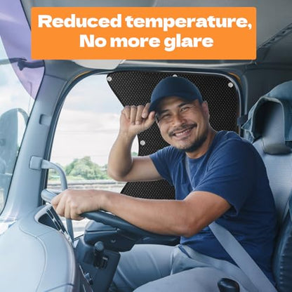 2pcs Semi Truck Side Window Sun Shade for Freightliner Volvo VNL International Trucks RV,Interior UV Protection Truck Side Window Shade semi Trucks Accessories Keep Your car Cool