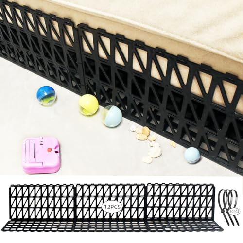 12 Pcs Under Couch Blocker for Bed Adjustable Furniture Plastic Under Bed Blocker with 30 Ties Black Couch Barriers for Dogs Pets Cats (Style 2) - color: Style 2