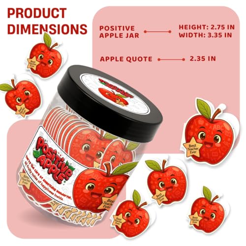Positive Apple Jar with 60 Daily Affirmation Cards, Emotional Support Apple Gift, Apple Cards, Funny Gifts - color: Positive Apple