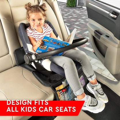 Helteko Carseat Protector with Thickest Padding, 2 Pack Auto Seat Pad from Waterproof & Stain Resistant for Child Baby , Kick Mat Material for Leather and Fabric Seat - color: Black