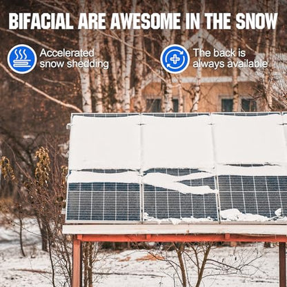 ECO-WORTHY Bifacial 100 Watt 12 Volt Solar Panel Monocrystalline Rigid High-Efficiency PV Module Power Charger for Sunsheds, Canopies, RVs, Farms and Other Off-Grid Applications - style: 100W Bifacial Solar Panel
