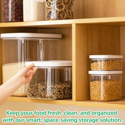 TBMAXS Airtight Flour Container 6.34 QT, Clear PET Plastic Food Storage Container Bin with Pop Up Lids For Rice Flour Sugar, Dry Food Holder for Kitchen Pantry Organization and Storage
