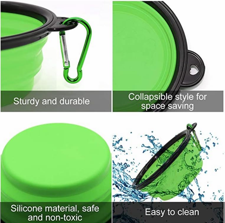 Collapsible Pet Bowl Set, Portable Silicone Travel Food Water Bowls with Carabiner Clip, Multi-Color, Space-Saving Design for Dogs Cats (Purple & Blue) - color: Purple & Blue