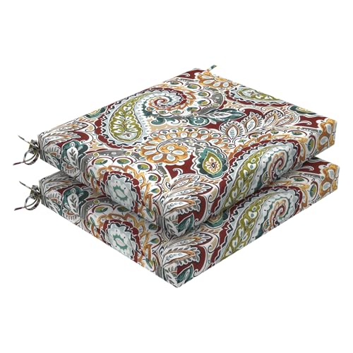 DYTXIII Set of 2 Outdoor Chair Cushions, Water Resistant 18.5"x16"x2" Square Seat Cushion for Patio Dining Chairs, High-Density Replacement Pads for Indoor Outdoor Furniture - Paisley Chilli - color: Paisley Chilli, size: Set of 2