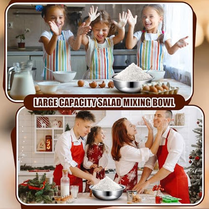 Nuogo 4 Pcs Stainless Steel Mixing Bowls Metal Mixing Bowls Extra Large Basin Salad Basin Deeper Edge Dishwasher Safe Mirror Finish for Home and Commercial, Silver (13 Inch 8 Qt) - size: 13 Inch (8 Qt)