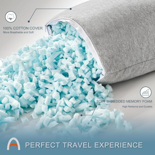 ACCURATEX Camping Pillow-100% Cotton Breathable Cover,Shredded Memory Foam Compressible Travel Pillow,Camping&Travel Accessories-Small Backpacking Pillow Camping Essentials for Sleeping - color: Navy