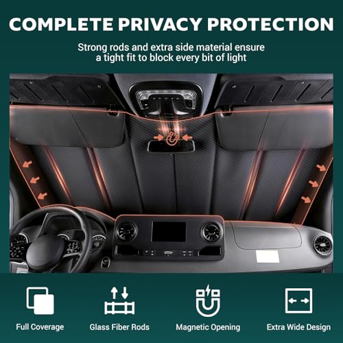 Extra-Thick Windshield Cover for Ram Promaster Van 2014-2026, Insulated Blackout Sunshade with XPE Foam & Thinsulate Cotton, AllSeasonGuard Pro - color: Gray - Pro, size: Windshield