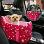 Center Console Dog Car Seat for Small Dogs Under 15 lbs - Detachable Washable Carrier with Safety Belt & Storage Pockets, Pink - color: Rose Red
