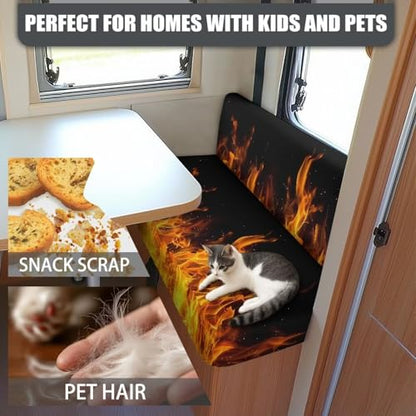 SEANATIVE Flame RV Couch Cushion Cover Super Stretch Sofa Slipcover Non Slip Soft Couch Sofa Cover Washable Camper Furniture Protector Replacement Car Bench Cover - color: Flame