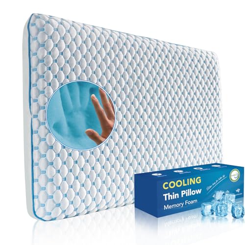Stomach Sleeping Pillow for Back & Stomach Sleeper, Flat Soft Pillows for Sleeping Thin Memory Foam Pillow for Back Shoulder Neck Pain Relief - Cooling Ultra Thin Pillows for Sleepers 1.75-Inches - size: 1.75"H (Standard) Extra Slim