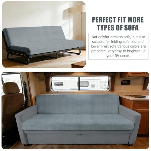 2 Piece RV Couch Covers for Sofa Bed, Stretch Elastic Camper Slipcover for RV Jackknife Sofa Bed, Washable Anti-Slip Furniture Protector, Pet Friendly & Wrinkle Free (Grey) - color: Grey