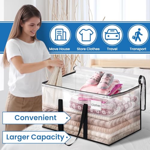 RoomHacks Clear Heavy Duty Extra Large Moving Bags, Reinforced Handle and Double Zipper, Storage Bags Alternative to Moving Box (2 Packs) - size: 125L- 2Packs
