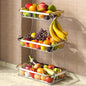 Sevenblue 2 Tier Large Fruit Basket for Kitchen Counter with 2 Mobile Banana Hangers, 2026 Pro Detachable Metal Fruit Bowl with Wooden Handle (Silver, 3 Tier) - color: Silver, size: 3 Tier Standard