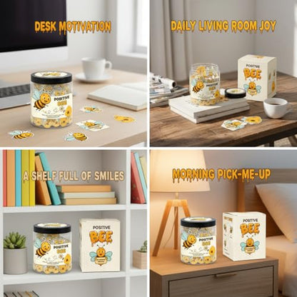 DEARMINE Positive Bee Cards Jar, Affirmation Cards for Women, Emotional Support Bee Themed Gift, Bumble Bee Gifts for Women Bee Lovers - color: Positive Bee