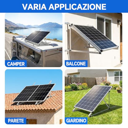 45" Solar Panel Mount Brackets Adjustable Solar Panel Tilt Mount Brackets for 100-400 Watts Solar Panel 2400Pa Windproof for Roof, RV, Ground, Boat and Off-Grid (Brackets) - color: Silver