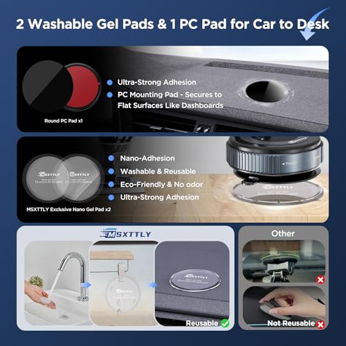 MSXTTLY Vacuum Magnetic Phone Holders for Your Car 2026 Suction Cup Phone Mount with Washable Nano Gel Pads 360° Adjustable Phone Mount,Travel Gifts, Car Phone Holder for Smartphone Car/Gym/Mirror - color: Black