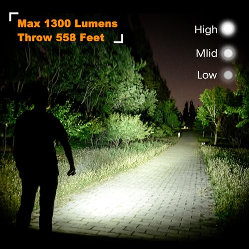 VTIGER T1A Mini Pocket EDC Flashlight with Clip,1300 Lumen Compact AA Rechargeable LED Little Flashlights, Super Bright Tail Switch Small Flash Light with Magnet for Camping,Hiking,Outdoor,Emergency - color: Brown
