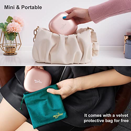 Mocado Compact LED Magnifying Travel Makeup-Mirror - 4 inches 1X/10X Magnification Small Hand Pocket Dimmable Double Sided USB Rechargeable Touch Screen, Portable Tabletop Cosmetic (Rose Gold) - color: Rose Gold