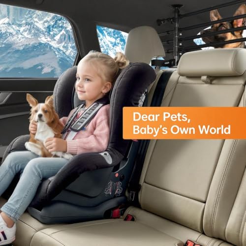 Universal Pet Barrier for All Vehicles, Car Safety Gate Pet Partition for Car, SUV, Truck, Trunk Guard for Dogs, Adjustable 12-20 x 31-57 inch, No Reassembly Pet Divider