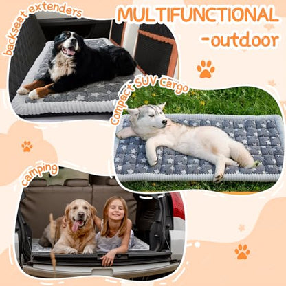 Nuanchu Backseat Dog Bed Mat for Car Non-Slip Pet Seat Cover with Star Pattern, Washable Travel Blanket for Cars Suvs Trucks (Grey & White, 24"x53")