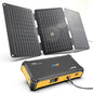 JIYHF Portable Power Station 99.9Wh with Foldable Solar Panel 30W, Laptop Charger & Backup Power with 65W USB-C PD, 100W AC Outlet, 12V DC Output, LED Light for Camping, Home Backup, Emergency, RV - style: P100 Orange+30W