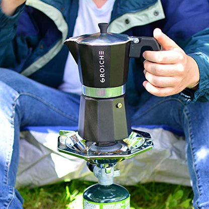 GROSCHE Milano Stovetop Espresso Maker Moka Pot 9 espresso Cup, 15.2 oz, Black. Cuban Coffee Maker Stove top coffee maker Moka Italian espresso greca coffee maker brewer percolator - color: Black, size: 9 espresso cups