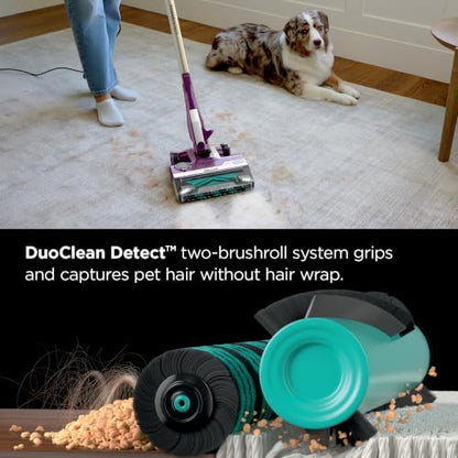 Shark PowerDetect | Corded Stick Vacuum Cleaner for Carpet & Hard Floors | Lightweight Hand Vacuum for Pet Hair with DuoClean | Self-Cleaning Brushroll | HEPA | 3 Attachments | Purple | HZ4001AMZ - style: PowerDetect w/ Precision Duster