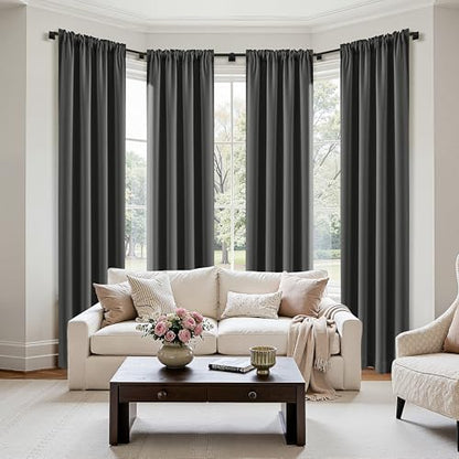 MIULEE Blackout Curtains 4 Panels Sets Dark Grey 84 Inch Length, Top and Bottom Rod Pocket Room Darkening Curtains for Living Room Bedroom Windows, 4 Pack Thermal Insulated Light Blocking Curtain - color: Dark Grey, size: 40"W x 84"L (Pack of 4)