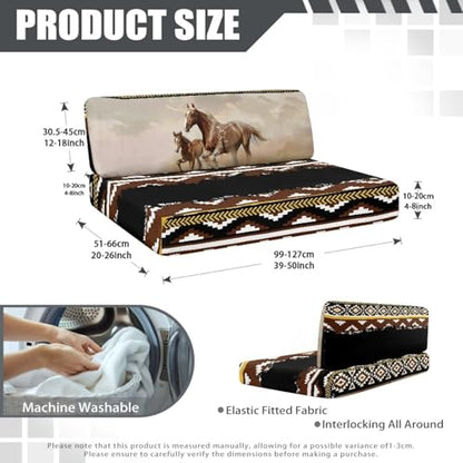 SEANATIVE Aztec Horse Pattern RV Dinette Sofa Couch Cushion Covers Replacement Couch Seat Covers Stretch Washable Furniture Protectors Camper Car Bench Cushion Slipcover Soft - color: Aztec Horse Pattern
