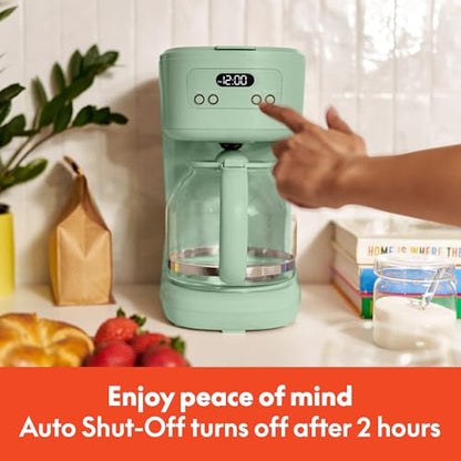 bella 12 Cup Programmable Coffee Maker, Reusable Dishwasher Safe Accessories, Easy LCD display, Auto Shutoff, 900 watt, Seaglass - color: Seaglass