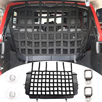 Pet Net Safety Dog Barrier for 2007-2026 Jeep Wrangler JK JL 4 Door Accessories, Behind Rear Seat Pet Dog Covers Trunk Cargo Isolation Liner Net for Jeep Wrangler