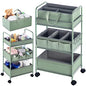 Honeydak 2in1 Baby Diaper Caddy Organizer Cart 3 Tier Large Capacity Metal Utility Bedside Rolling Cart with Divider Newborn Registry Nursery Essential Must Have Crib Bedroom Baby Shower(Green) - color: Green