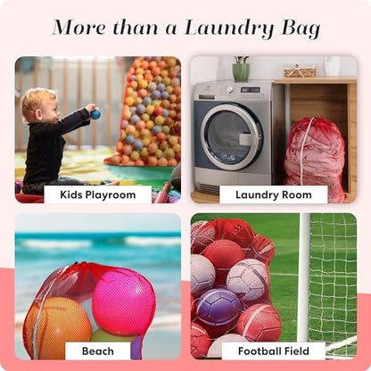 Handy Laundry Mesh XL Laundry Bag, 24" x 36" Heavy Duty, Durable Drawstring Closure, Machine Washable, Large Capacity for Delicates, Travel, College Dorm, Apartment, Red - color: Red