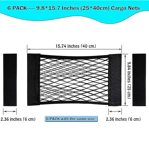 6 Pack Mesh Cargo Net Car Trunk Net Wall Sticker Organizer Pouch Bag Elastic Net with Tape Stickers for Car Trunk Storage Storage Holder for Kitchen Cabinet,Closet Organize - size: 6PCS (Same Size)