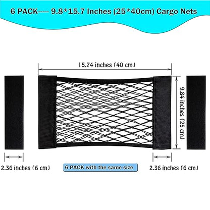 6 Pack Mesh Cargo Net Car Trunk Net Wall Sticker Organizer Pouch Bag Elastic Net with Tape Stickers for Car Trunk Storage Storage Holder for Kitchen Cabinet,Closet Organize - size: 6PCS (Same Size)
