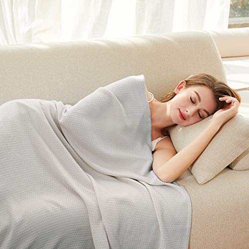 AmyHomie Cooling Blanket, 100% Rayon Derived from Bamboo, Cool Summer King Size Blanket for Hot Sleepers Soft Comfy Lightweight Blankets for All Seasons(Light Gray, 108×90in) - color: Light Gray, size: King (108"x90")