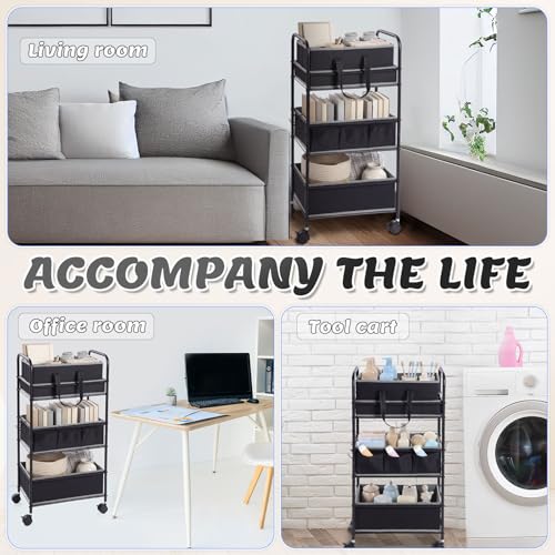 Honeydak 2in1 Baby Diaper Caddy Organizer Cart 3 Tier Large Capacity Metal Utility Bedside Rolling Cart with Divider Newborn Registry Nursery Essential Must Have Crib Bedroom Baby Shower(Black) - color: Black