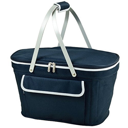 Picnic at Ascot Patented Insulated Folding Picnic Basket Cooler- Designed & Quality Approved in the USA - color: Navy/White