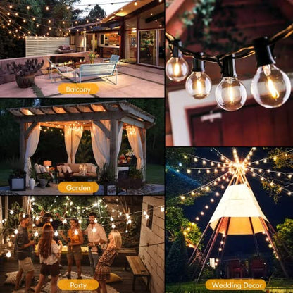 Brightever Outdoor String Light 150FT, Waterproof Dimmable Patio Lights with 75 G40 Globes, Shatterproof Connectable Outside Hanging Light for Backyard Porch - size: 150 FT