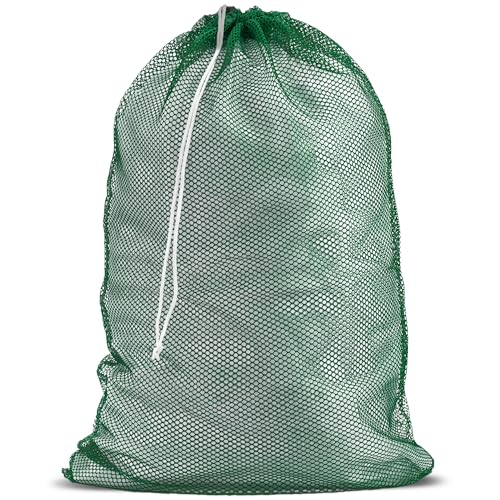 Handy Laundry Mesh XL Laundry Bags - Durable, Machine Washable with Secure Drawstring Closure - Perfect for College Dorms, Laundromats, Apartments (Green, Large 24" x 36") - color: Green