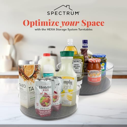 Spectrum Extra Large High Wall Turntable 12.25 in Pack of 2 Charcoal Gray XL Tall Lazy Susan Rotating Organizer for Kitchen Countertop Bath Cabinet Refrigerator Pantry Shelf Under Sink Organization - size: Large