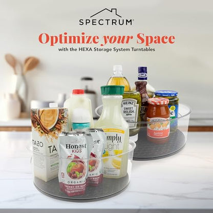 Spectrum Extra Large High Wall Turntable 12.25 in Pack of 2 Charcoal Gray XL Tall Lazy Susan Rotating Organizer for Kitchen Countertop Bath Cabinet Refrigerator Pantry Shelf Under Sink Organization - size: Large