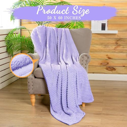 Buryeah 6 Pcs Flannel Throw Blanket Bulk 50 x 60 in Sleepover Blanket Outdoor Wedding Throw Lightweight, Oeko-tex Standard 100 Certified for Sofa Homeless Gifts (Light Purple) - color: Light Purple