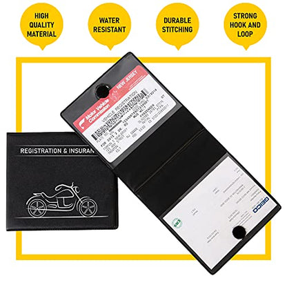 CANOPUS Car Registration and Insurance Holder, Car Document Holder, Vehicle Registration and Insurance Card Holder, Wallet for Auto, Trailer, Motorcycle, Truck, Vehicle Paperwork Organizer (2 Pack) - size: Motorcycle