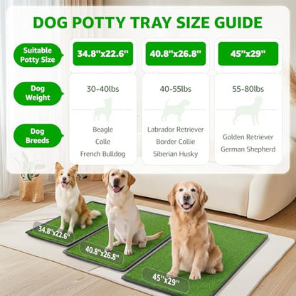 Dog Grass Pad with Tray, 45”×29” Large Dog Litter Boxes with Artificial Grass, Reusable Washable Pee Pads for Dogs, Indoor Outdoor Pet Toilet Puppy Training Potty for Balcony - size: 45"x29"（3 Layer Potty System)